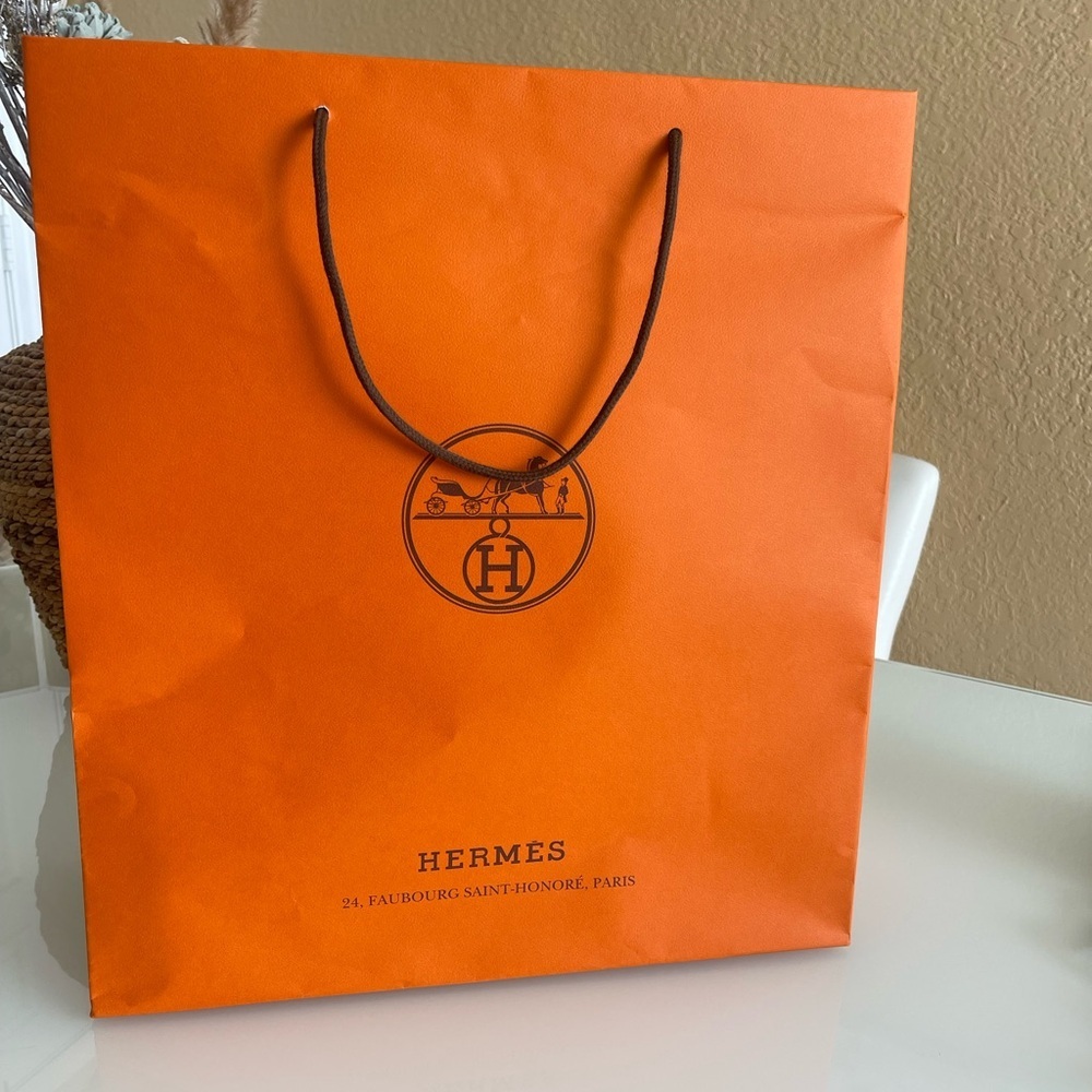 Authentic Hermès Orange Shopping Gift Bag - Picture 5 of 5